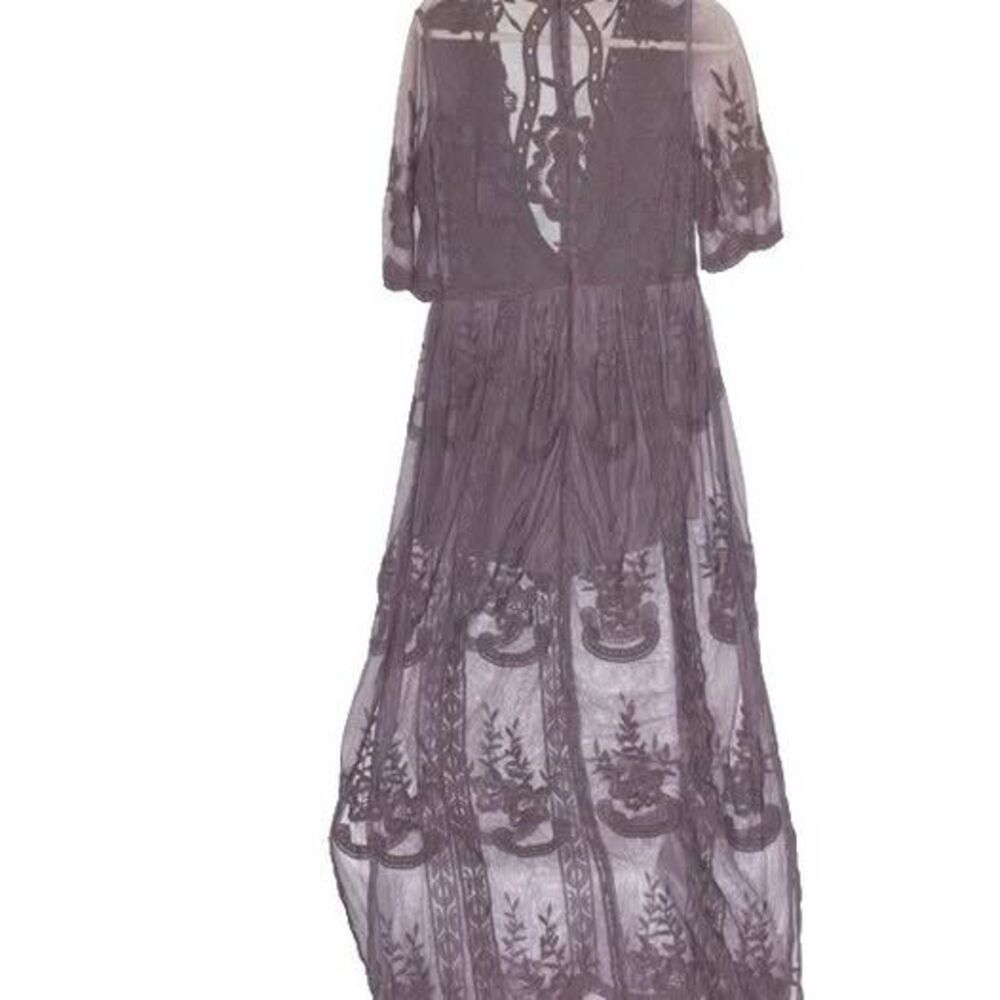 Wishlist Deep V Lace Mesh Maxi Dress Romper Whimsigoth Fairy Festival Boho Sz L - Picture 8 of 9